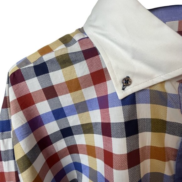 MorCouture Mens Multicolor Plaid Button Up Dress Shirt Size XL XXXL 4XL - Picture 4 of 12